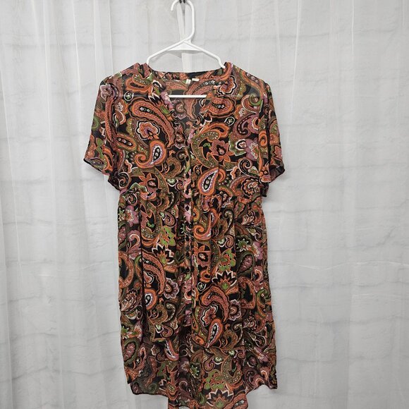 Cato Blouse Boho Paisley Floral Retro Sheer Tunic S - Picture 4 of 9